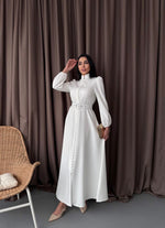 White Temple Maxi Dress With Long Sleeves - Glamourous Grace