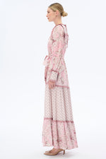 Rose Pink Modest Maxi Dress with Frill Accents - By Baano