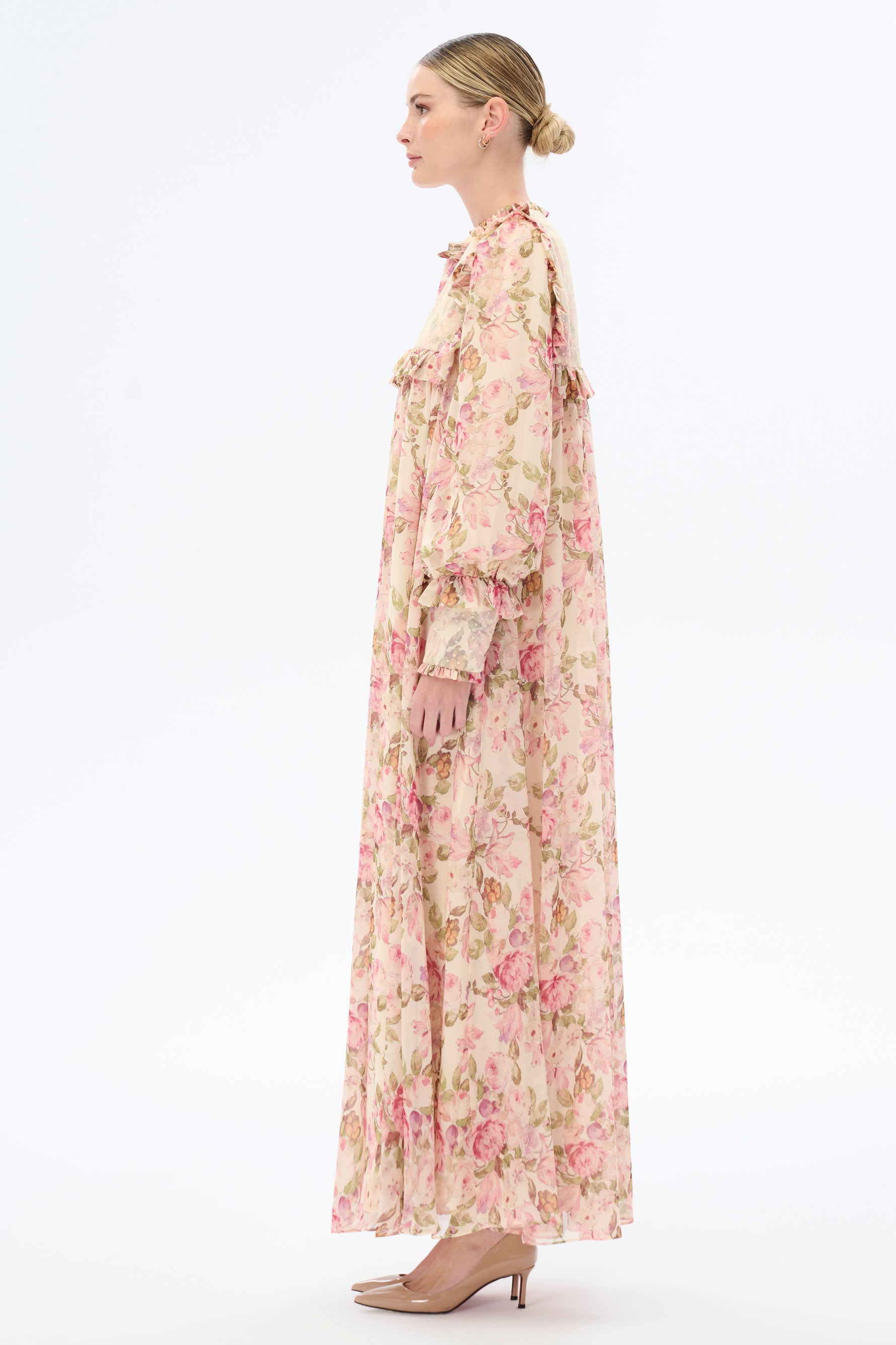 Julia Floral Maxi Dress with Long Sleeves - By Baano
