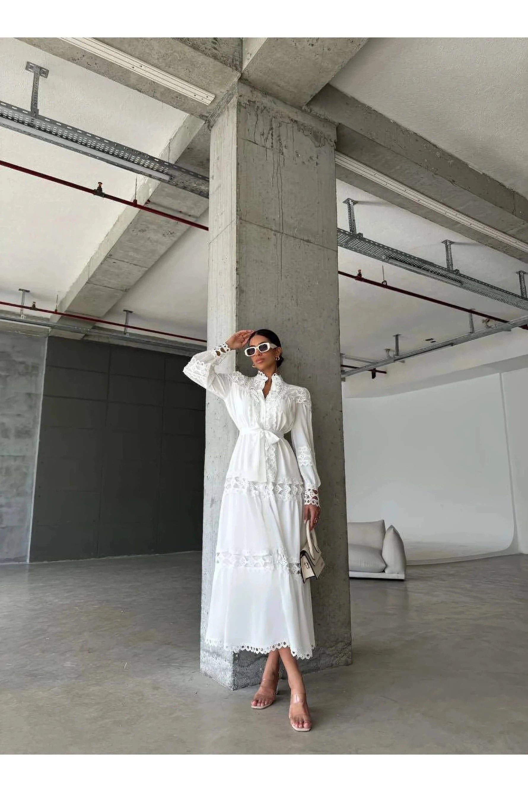 Amina Lace Design Maxi Dress - Summer is Calling - Beautiful Temple Dress - By Baano