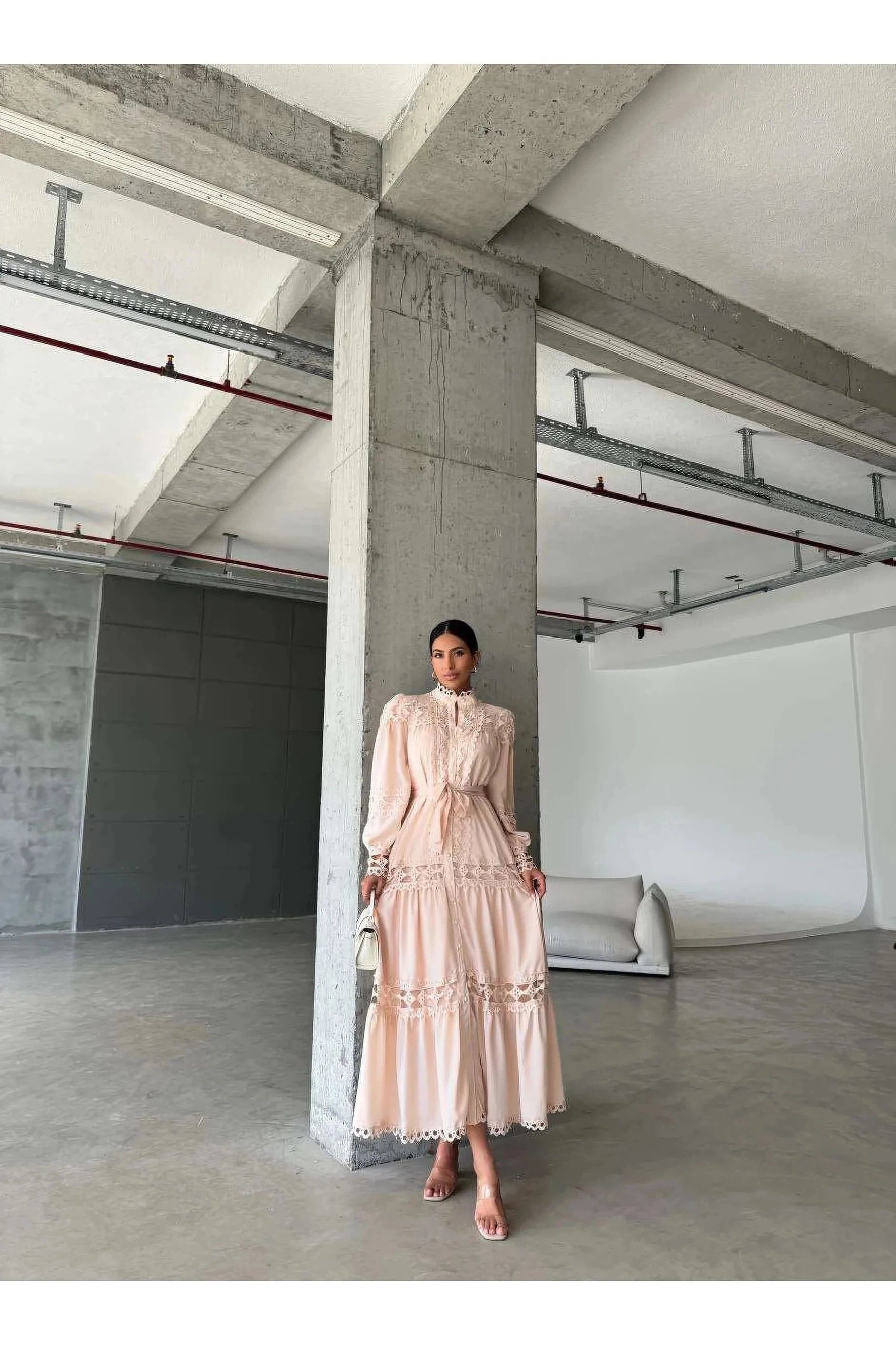 Amina Lace Design Maxi Dress - Summer is Calling - Beautiful Temple Dress - By Baano