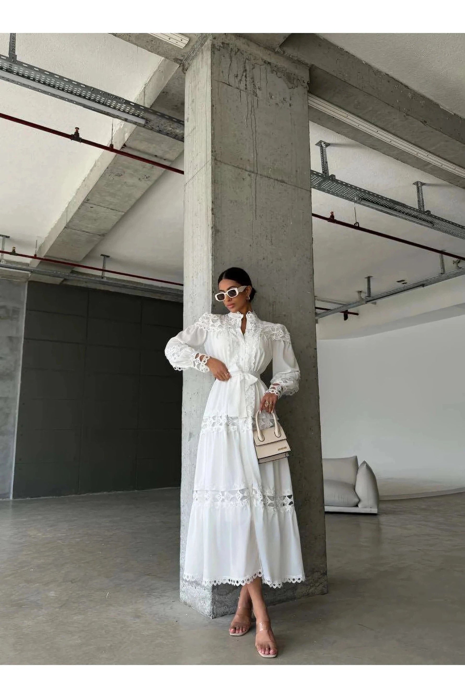 Amina Lace Design Maxi Dress - Summer is Calling - Beautiful Temple Dress - By Baano