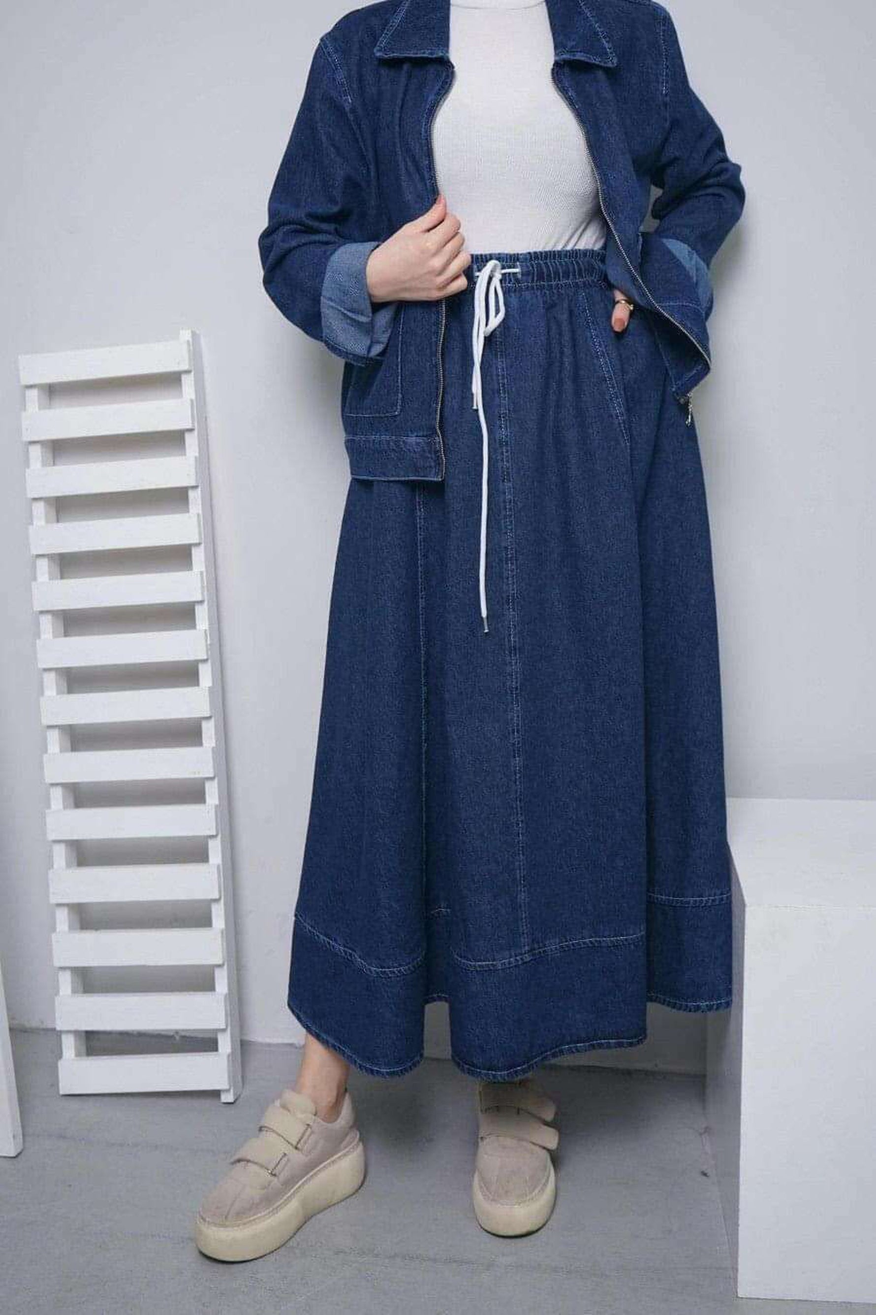 Lilly Denim Skirt Set - a versatile and comfortable two-piece set - By Baano