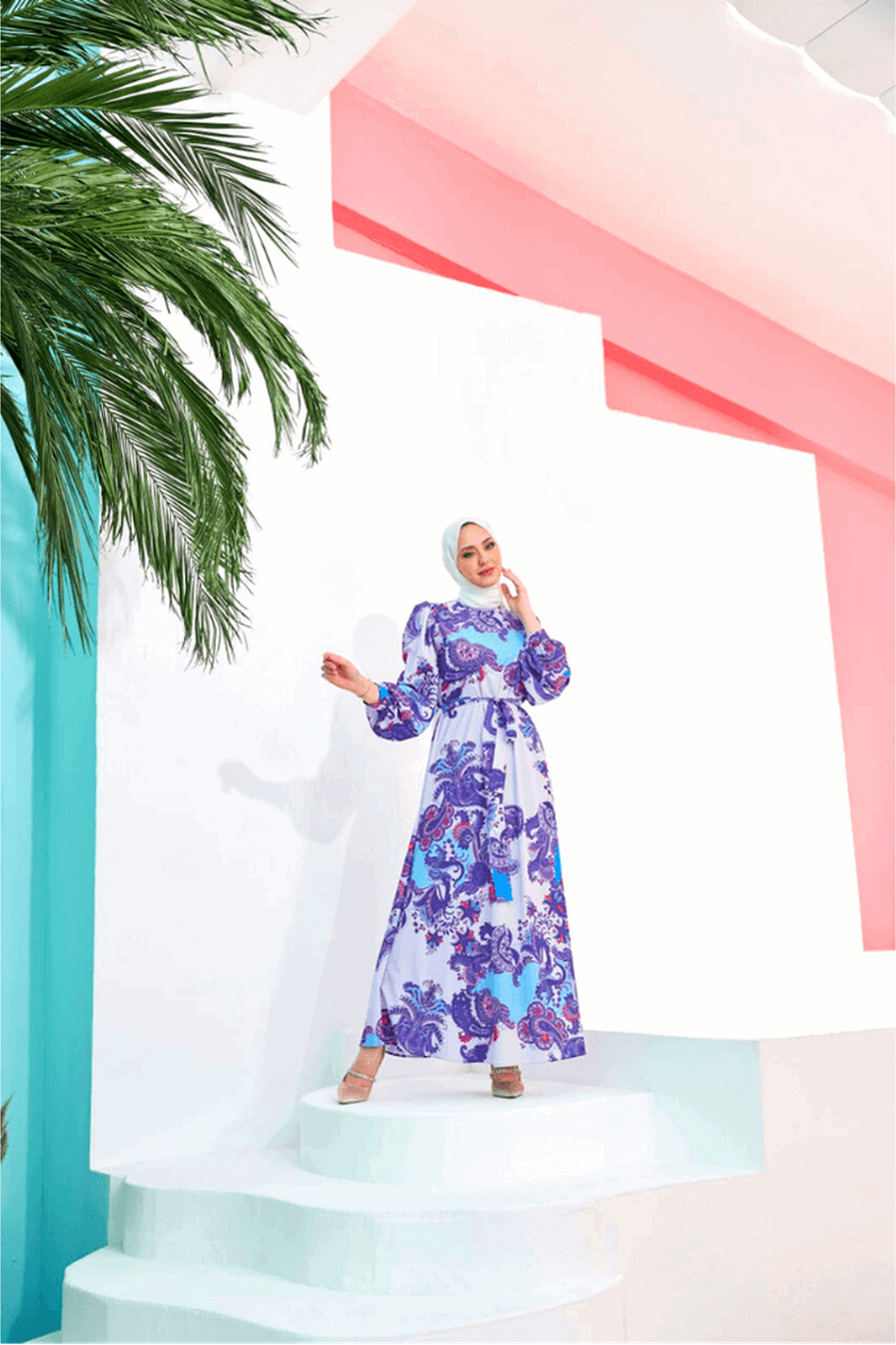 Kimberly Multicolor Maxi with Long Sleeves - By Baano