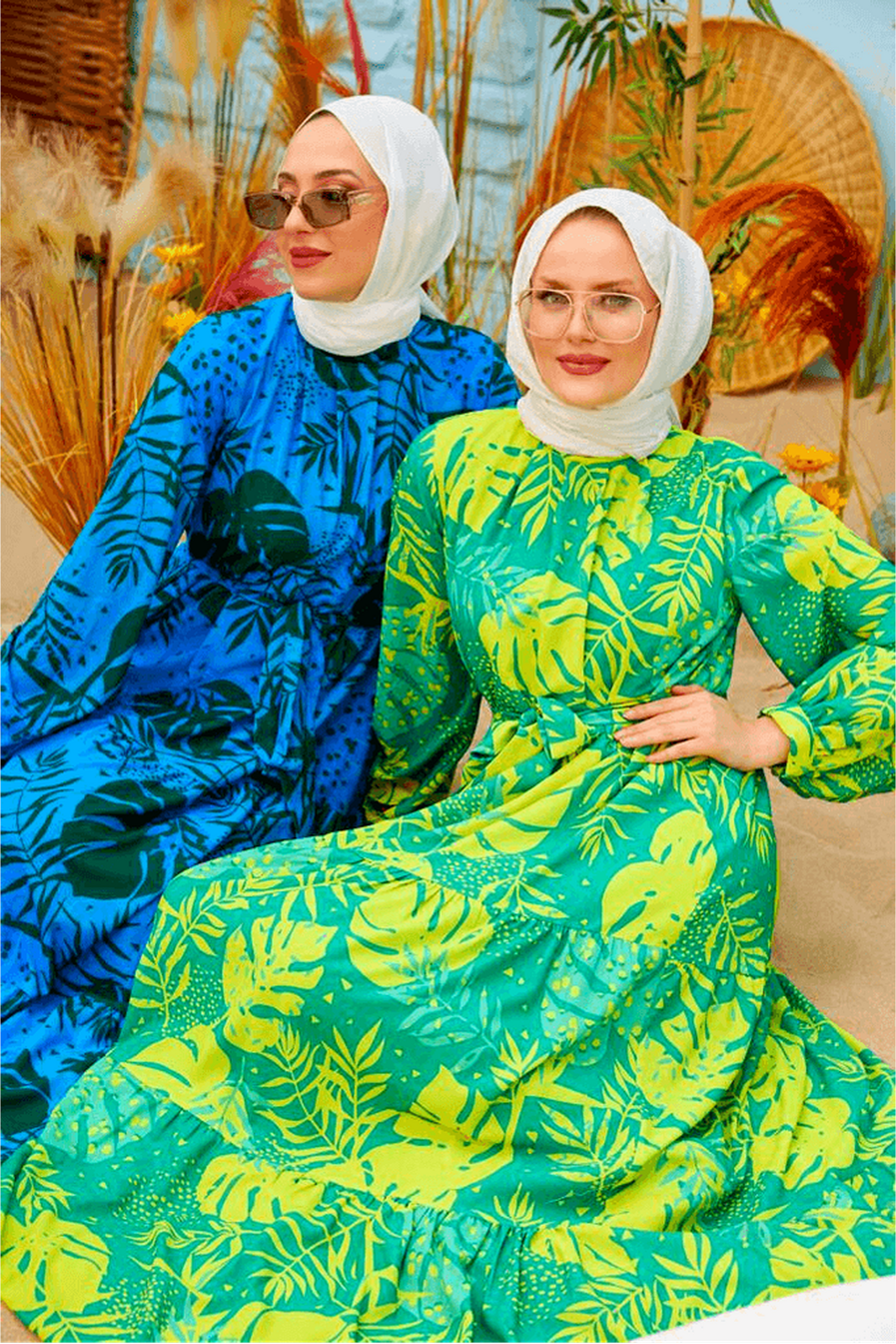 Maui Lime Green Maxi Dress with Detailed Side Design and Long Sleeves - By Baano