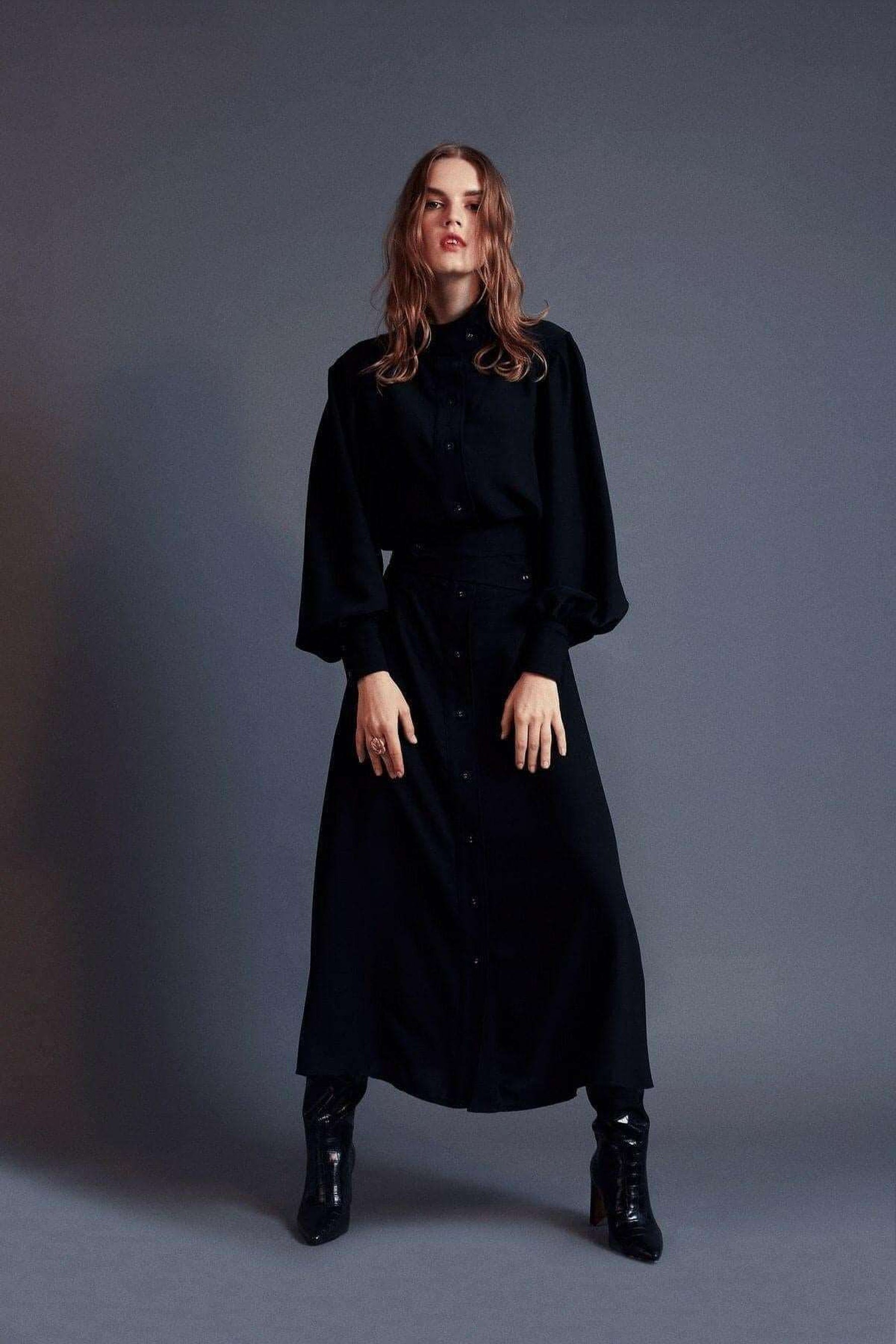 Black Simple Midi Dress Summer For Work Play and Party - By Baano