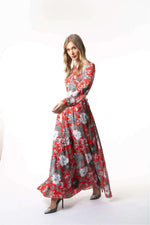 Kelly Floral Long Maxi Dress with Long Sleeves - By Baano