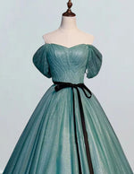 Green sweetheart pleated sparkle tulle prom dress ball gown