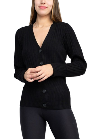 Cyrus V-Neck Button Down Long Sleeve Knit Cardigan - By Baano