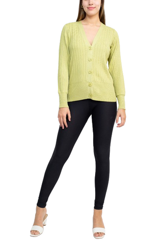Cyrus V-Neck Button Down Long Sleeve Knit Cardigan - By Baano
