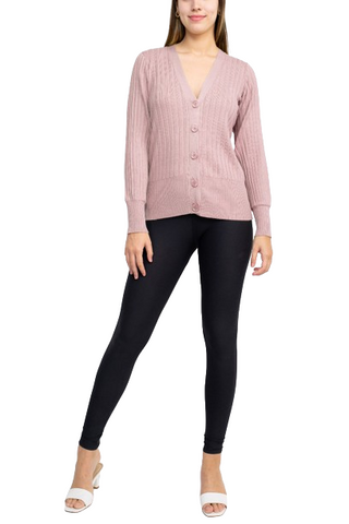 Cyrus V-Neck Button Down Long Sleeve Knit Cardigan - By Baano