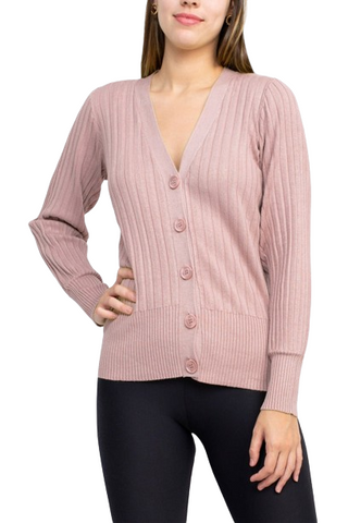 Cyrus V-Neck Button Down Long Sleeve Knit Cardigan - By Baano