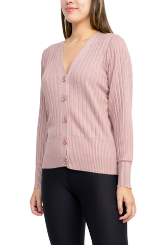 Cyrus V-Neck Button Down Long Sleeve Knit Cardigan - By Baano