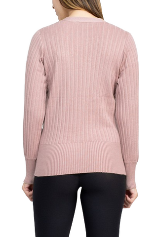 Cyrus V-Neck Button Down Long Sleeve Knit Cardigan - By Baano