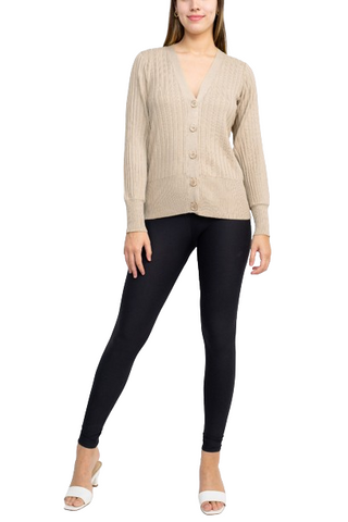 Cyrus V-Neck Button Down Long Sleeve Knit Cardigan - By Baano