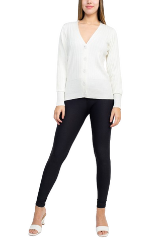 Cyrus V-Neck Button Down Long Sleeve Knit Cardigan - By Baano