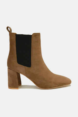 Mayfair Faux Suede Block Heel Chelsea Boots with Elastic Side Panel - By Baano