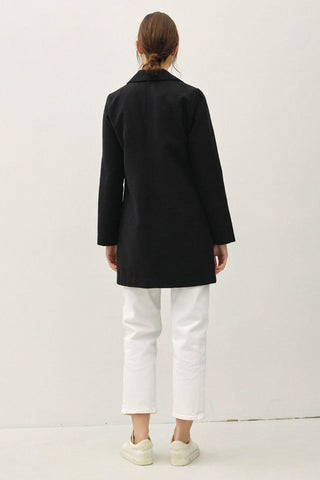 Be Cool Single Button Long Sleeve Coat with Pockets - By Baano