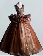 Women's Elegant V-Neck Rhinestone Ball Gown | Prom & Evening Dress