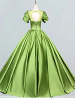 Off Shoulder Satin Ball Gown | Girls' Elegant Evening & Prom Dress - Boat Neck