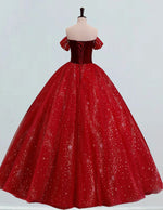 Burgundy strapless velvet beading long tulle ball gown bridal party dress princess wedding gown