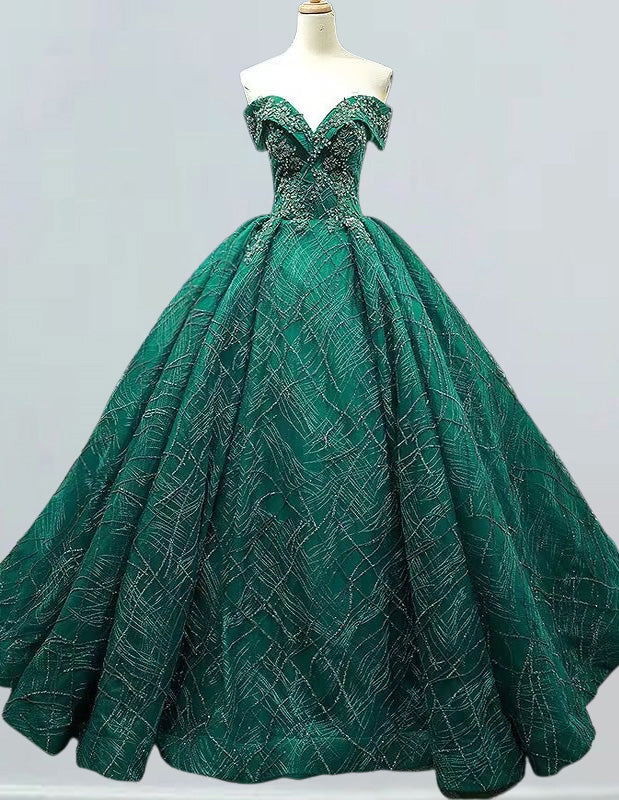 Women's Off-Shoulder Lace Ball Gown | Elegant Evening & Prom Dress