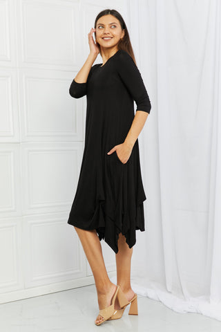 Celeste Good Days Full Size Round Neck Midi Dress in Black