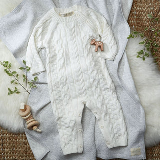 Organic Cable Knit Sweater Romper - By Baano