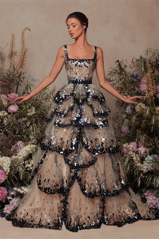 Captivating Sequin Sleeveless Evening Gown - By Baano