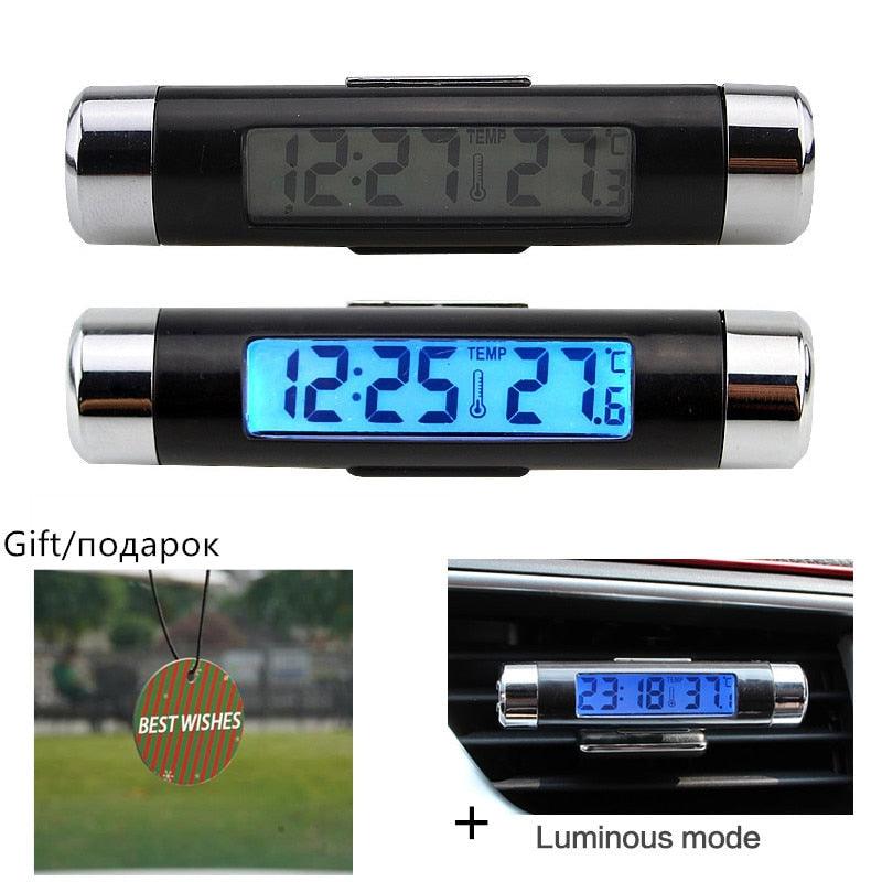 Car Digital Clock Temperature Display Electronic Clock Car Temperature Clock Universal Auto Dashboard Digital Clocks with Black Light And LCD Screen Adjustable Vehicle Temperature Thermometer Auto Electronic Clock LED Backlight Digital Display Clock Stevvex