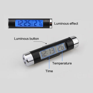 Car Digital Clock Temperature Display Electronic Clock Car Temperature Clock Universal Auto Dashboard Digital Clocks with Black Light And LCD Screen Adjustable Vehicle Temperature Thermometer Auto Electronic Clock LED Backlight Digital Display Clock Stevvex