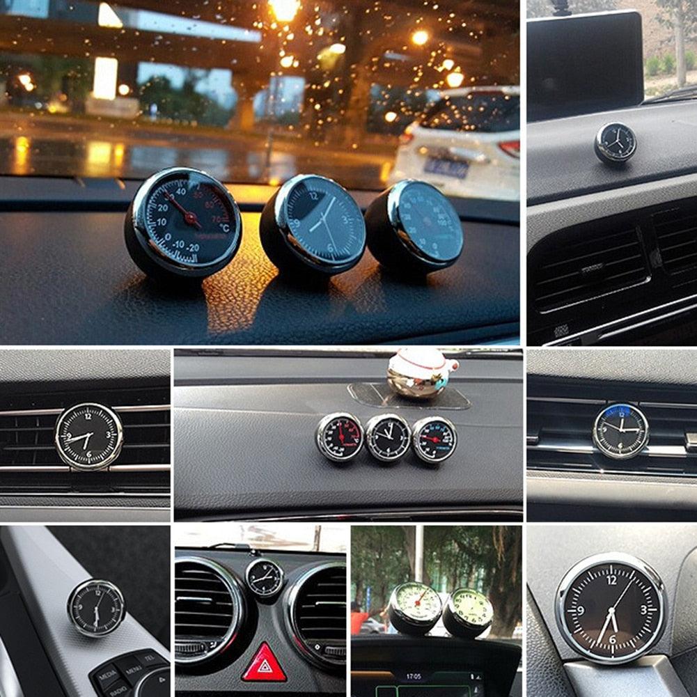 Car Interior Mini Quartz Watch Clock  Mini Clock Car Dashboard Clocks Luminous Car Clock Pocket Stick-On Clock Cars Air Vent Clip Quartz Clocks Vehicle Dashboard Clock Mini Vehicle Clock Car Pocket Clock for Cars  Hygrometer Thermometer Dashboard Ornament Stevvex