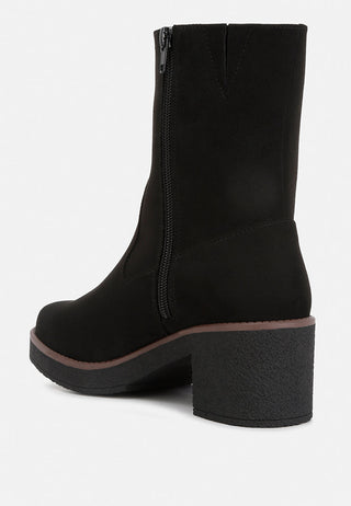 Cary Block Heel Micro Suede Boots