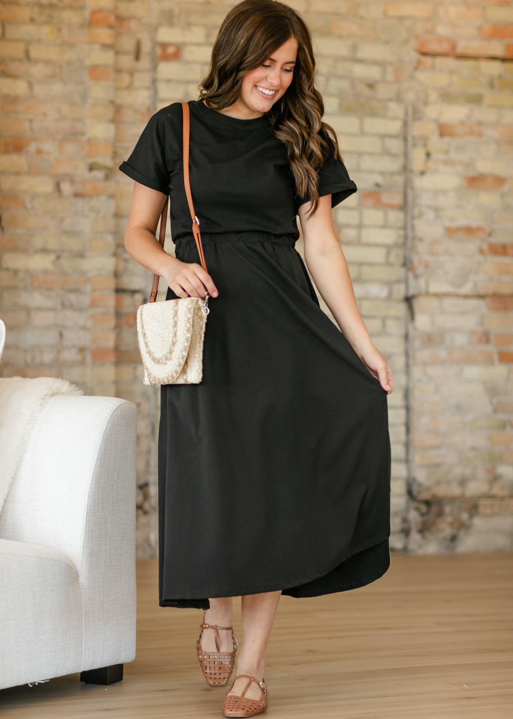 Casey Cap Sleeve Midi Dress Inherit Co.