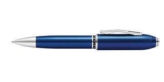 Peerless™ Translucent Quartz Blue Engraved Lacquer with Platinum Plated Appointments Ballpoint Pen - By Baano