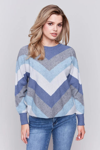 Denim Miter Stripe Sweater - By Baano