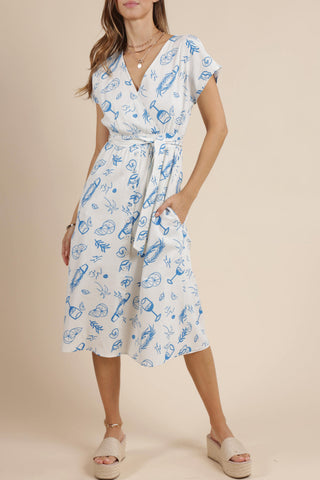 Citrus Splash Belted Midi Dress