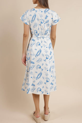 Citrus Splash Belted Midi Dress