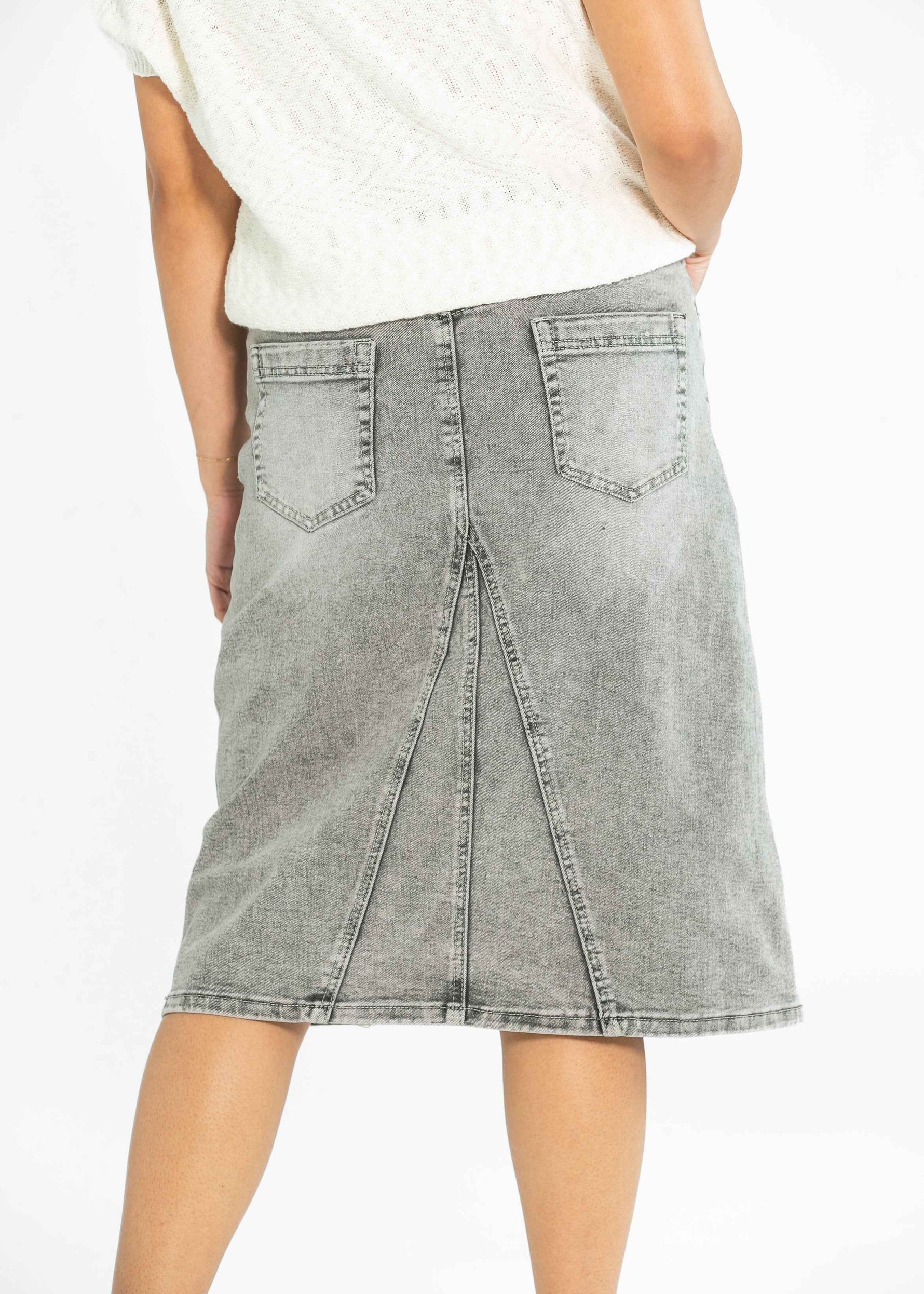 Claire A-line Denim Midi Skirt