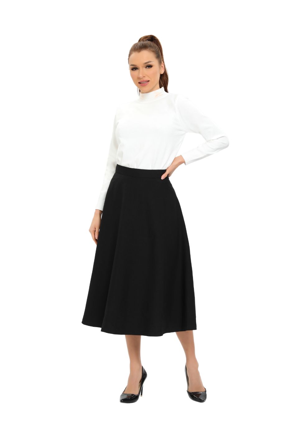 Classic Black A-Line 31 Inch Skirt - By Baano