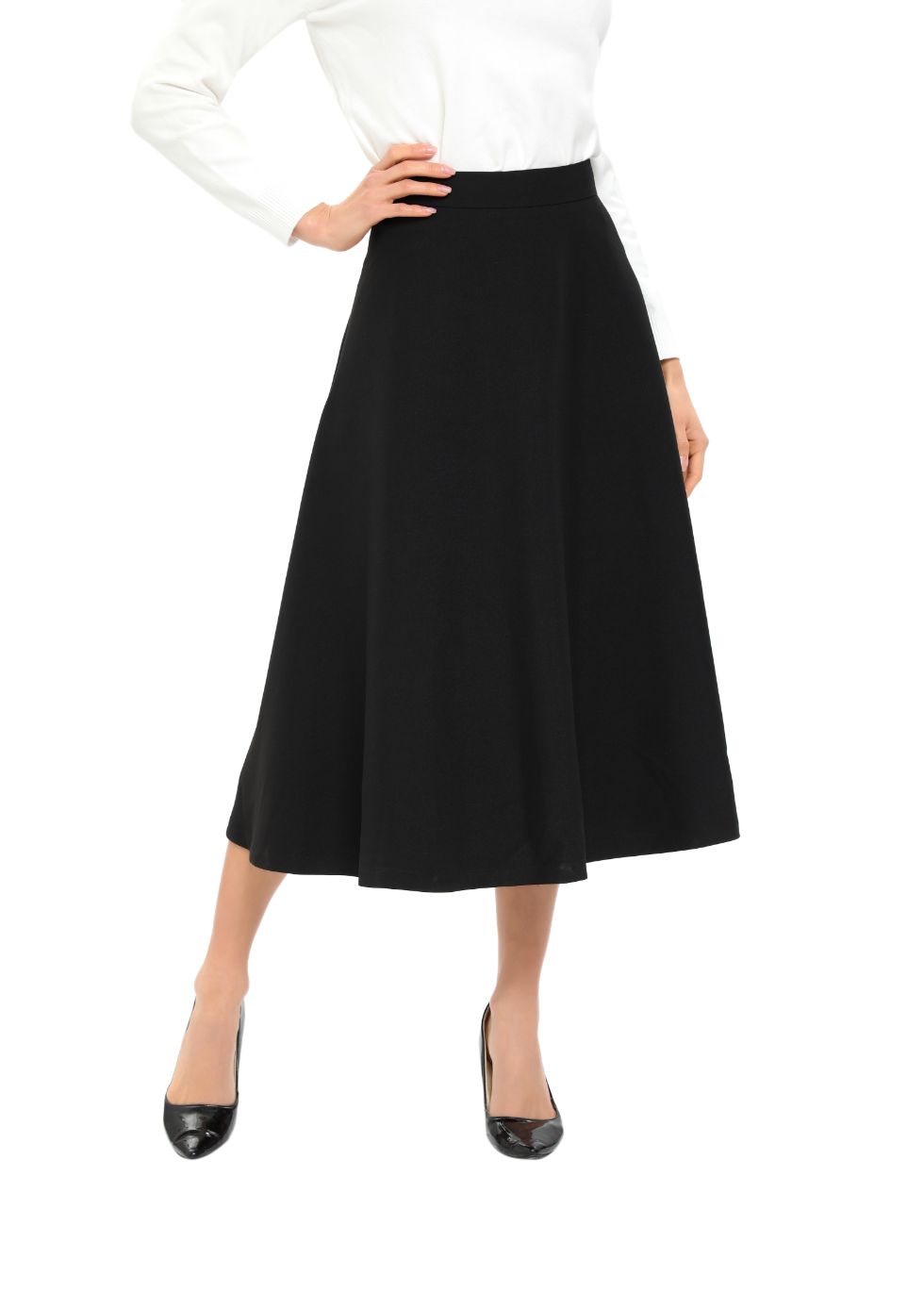 Classic Black A-Line 31 Inch Skirt - By Baano