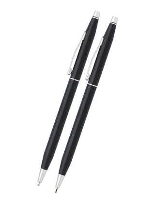 Classic Century® Black Lacquer Pen and Pencil Set - By Baano