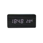 Clocks LED Wooden Alarm Clock Watch Wooden Wood Clock New Version LED Alarm Digital Desk Clock Adjustable Brightness, Alarm Time, Displays Time Date Temperature  Table Voice Control Digital Wood Electronic Desktop Table Stevvex