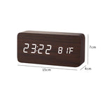 Clocks LED Wooden Alarm Clock Watch Wooden Wood Clock New Version LED Alarm Digital Desk Clock Adjustable Brightness, Alarm Time, Displays Time Date Temperature  Table Voice Control Digital Wood Electronic Desktop Table Stevvex