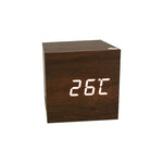 Clocks LED Wooden Alarm Clock Watch Wooden Wood Clock New Version LED Alarm Digital Desk Clock Adjustable Brightness, Alarm Time, Displays Time Date Temperature  Table Voice Control Digital Wood Electronic Desktop Table Stevvex