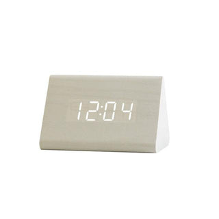 Clocks LED Wooden Alarm Clock Watch Wooden Wood Clock New Version LED Alarm Digital Desk Clock Adjustable Brightness, Alarm Time, Displays Time Date Temperature  Table Voice Control Digital Wood Electronic Desktop Table Stevvex