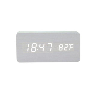 Clocks LED Wooden Alarm Clock Watch Wooden Wood Clock New Version LED Alarm Digital Desk Clock Adjustable Brightness, Alarm Time, Displays Time Date Temperature  Table Voice Control Digital Wood Electronic Desktop Table Stevvex
