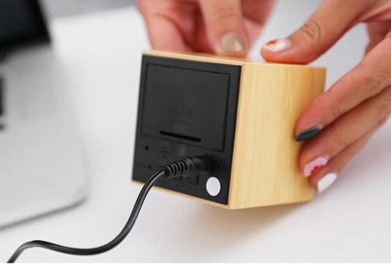 Clocks LED Wooden Alarm Clock Watch Wooden Wood Clock New Version LED Alarm Digital Desk Clock Adjustable Brightness, Alarm Time, Displays Time Date Temperature  Table Voice Control Digital Wood Electronic Desktop Table Stevvex