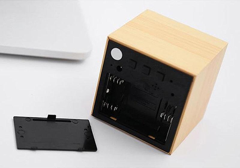 Clocks LED Wooden Alarm Clock Watch Wooden Wood Clock New Version LED Alarm Digital Desk Clock Adjustable Brightness, Alarm Time, Displays Time Date Temperature  Table Voice Control Digital Wood Electronic Desktop Table Stevvex