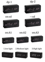 Clocks LED Wooden Alarm Clock Watch Wooden Wood Clock New Version LED Alarm Digital Desk Clock Adjustable Brightness, Alarm Time, Displays Time Date Temperature  Table Voice Control Digital Wood Electronic Desktop Table Stevvex